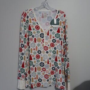 Little Sleepies Womens Snowflake Christmas Pajama Top XL NWT